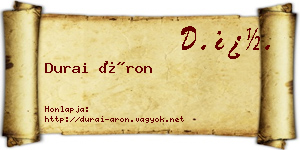 Durai Áron névjegykártya